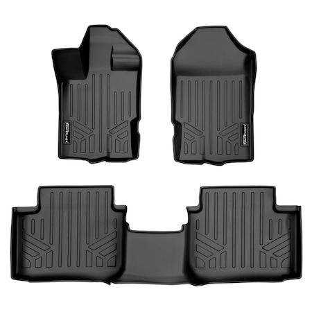 Smartliner SA0454-B0455 Custom 2 Row Floor Mats Liner Set with Vinyl Flooring for 2019-2021 Ford Ranger, Black SA0454/B0455